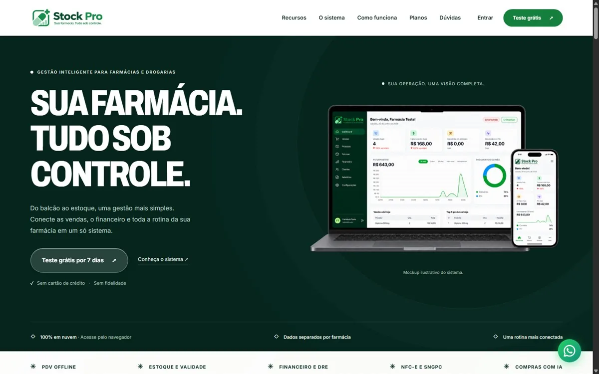 Tela inicial do Stock Pro